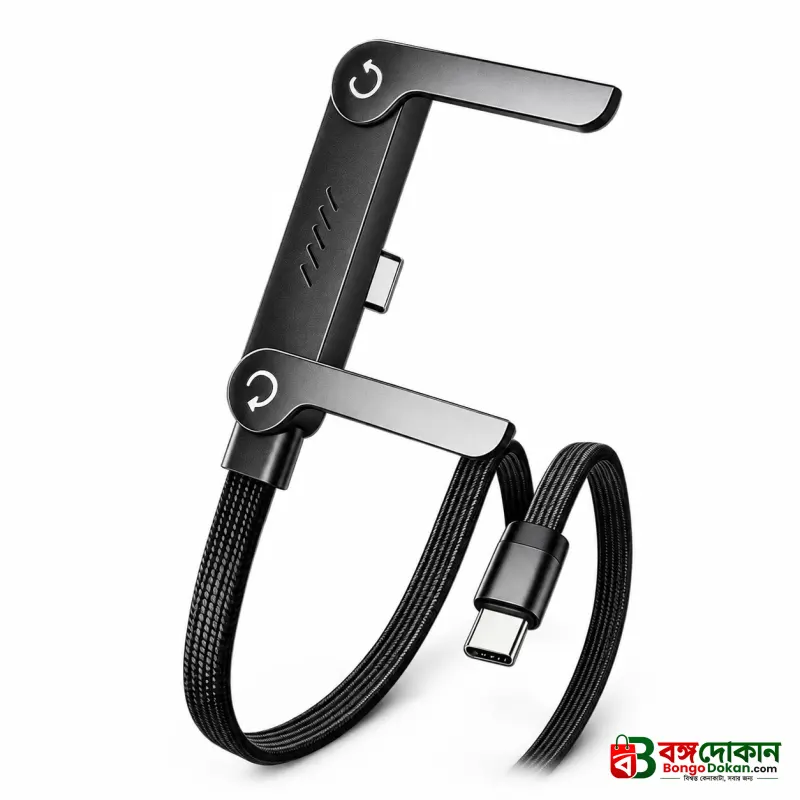 240W 5A Fast Charging & Sync USB-C to USB-C Cable – Braided Cord with Built-in Folding Phone Stand for Landscape & Portrait Viewing - বাংলাদেশে সেরা দাম ও স্পেসিফিকেশন - গ্যালারি