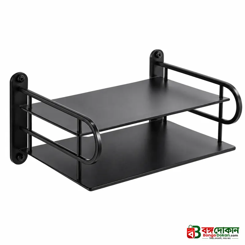 2-Layer Wall Mounted WiFi Router Stand & Storage Box – Black Aluminium Metal Set-Top Box Holder, Modem Shelf & Cable Organizer for Home and Office - বাংলাদেশে সেরা দাম ও স্পেসিফিকেশন - গ্যালারি