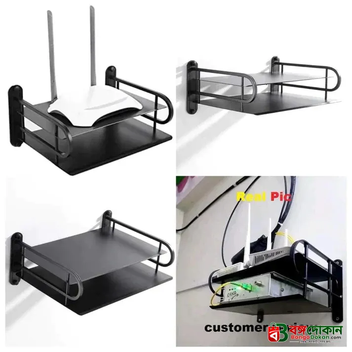 2-Layer Wall Mounted WiFi Router Stand & Storage Box – Black Aluminium Metal Set-Top Box Holder, Modem Shelf & Cable Organizer for Home and Office - বাংলাদেশে সেরা দাম ও স্পেসিফিকেশন - গ্যালারি
