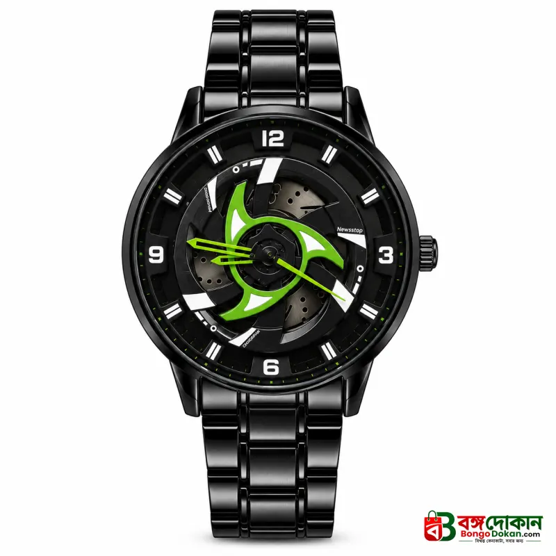 360° Rotating Car Wheel Rim Quartz Watch – Matte Black Metal Sports Wristwatch, 3D Alloy Rim & Brake Disc Dial, Stainless Steel Strap & Scratch-Resistant Glass for Men - বাংলাদেশে সেরা দাম ও নতুন কালেকশন - গ্যালারি