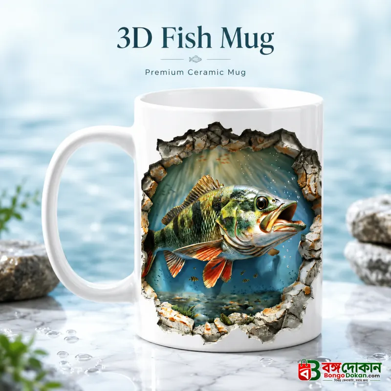 3D Fish In Water Design Ceramic Mug – Microwave & Dishwasher Safe Wraparound Coffee Mug with Protected Packaging - বাংলাদেশে সেরা দাম ও লাইফস্টাইল কালেকশন - বাংলাদেশে সেরা অফার ও দাম