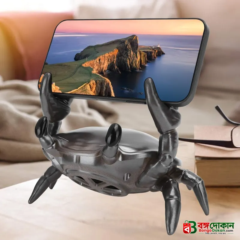 3-in-1 Cute Crab Phone Holder & Wireless Bluetooth Speaker (Model: VO-F8) – 5W Sound, Desktop Organizer & Hands-Free Stand - বাংলাদেশে সেরা দাম ও স্পেসিফিকেশন - গ্যালারি