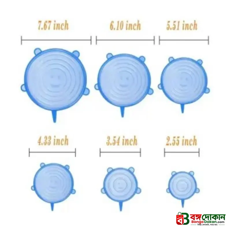 6Pcs Silicone Stretch Lids Reusable Food Storage Reusable Various Sizes Cover for Bowls - বাংলাদেশে সেরা দাম ও লাইফস্টাইল কালেকশন - গ্যালারি