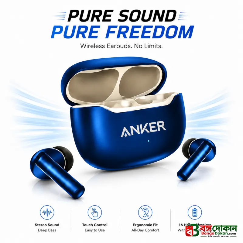 Anker TWS Wireless AC-100 Buds Pro – Hi-Res Audio Certified True Wireless Earbuds with ENC Noise Cancelling Mic, 40mm Drivers, 7H Playtime & 300mAh Case - বাংলাদেশে সেরা দাম ও স্পেসিফিকেশন - বাংলাদেশে সেরা অফার ও দাম