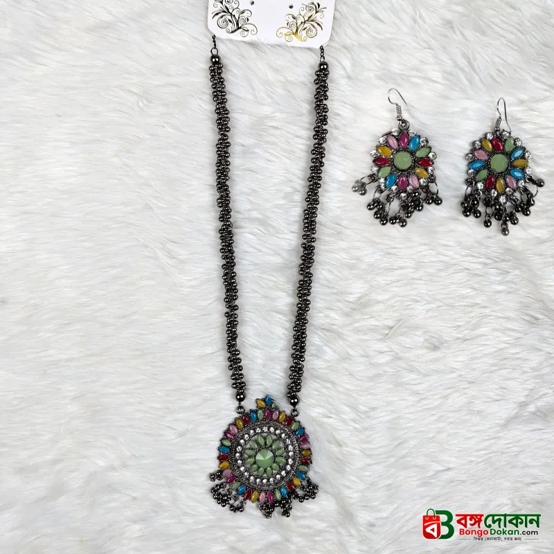 Antique Oxidized Necklace & Earrings Set – (Multiple Colors Available) - বাংলাদেশে সেরা দাম ও এক্সক্লুসিভ ডিজাইন - গ্যালারি