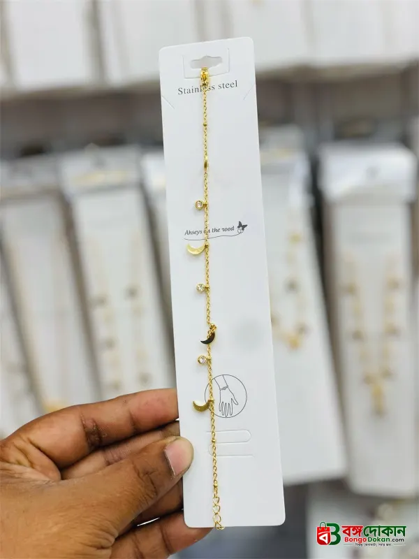 Anti-tarnish Golden Crescent Moon and Crystal Charm Bracelet - বাংলাদেশে সেরা দাম ও আকর্ষণীয় কালেকশন - গ্যালারি
