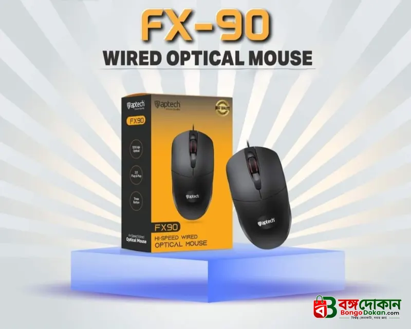 Aptech FX90 USB Wired Optical Mouse – 1200 DPI Precision Sensor, Lightweight 68g Ergonomic Design, 1.35M Durable Cable, 3+ Million Clicks Lifespan & Universal Compatibility - বাংলাদেশে সেরা দাম ও স্পেসিফিকেশন - গ্যালারি