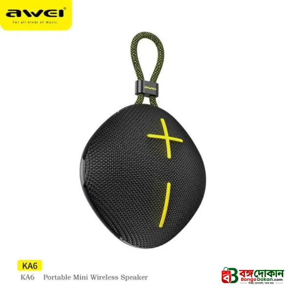 Awei KA6 Mini Portable Wireless Bluetooth Speaker – 8W Powerful Sound, Bluetooth 5.3, IPX6 Waterproof, RGB Ambient Lights, TWS & 1200mAh Battery - বাংলাদেশে সেরা দাম ও স্পেসিফিকেশন - গ্যালারি