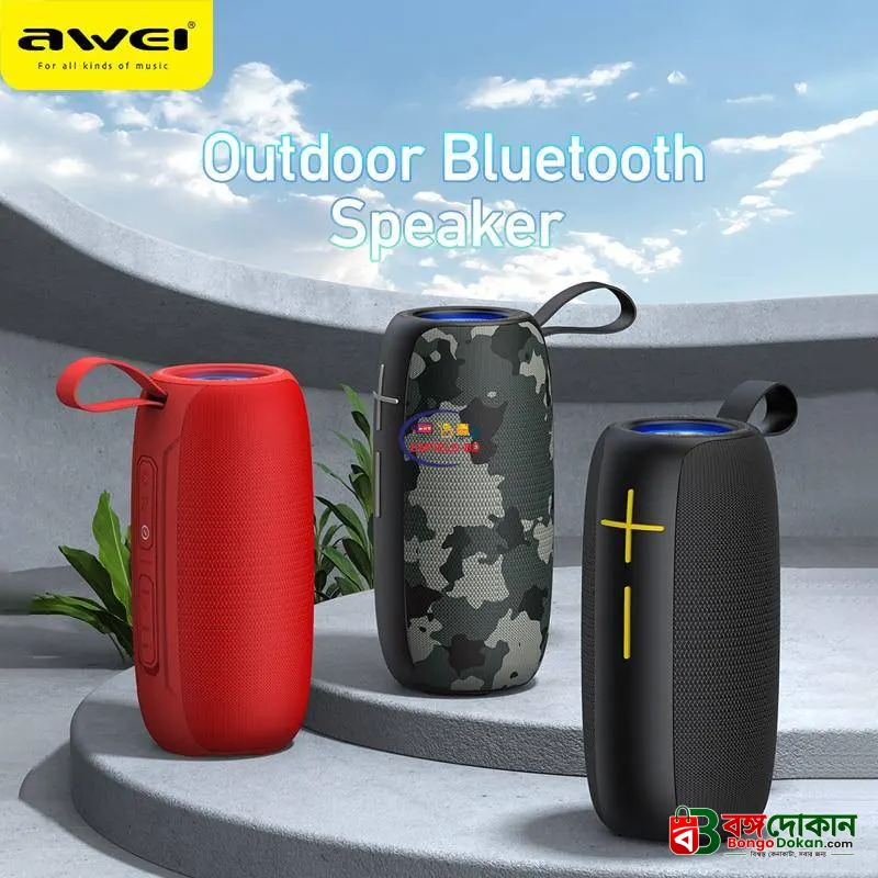 Awei Y370 Portable Wireless Bluetooth Speaker – 20W Dual Drivers, Bluetooth 5.0, IPX6 Waterproof, 3600mAh Battery, Sideband LED Lights & FM/USB Support - বাংলাদেশে সেরা দাম ও স্পেসিফিকেশন - গ্যালারি