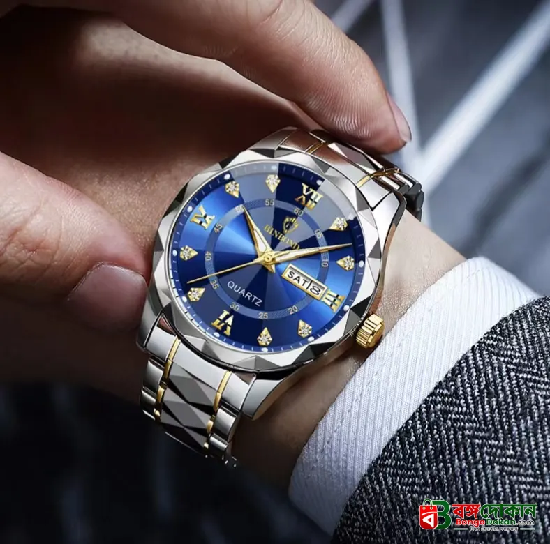 BINBOND 2521 Luxury Brand Luminous Quartz Watch For Men (Blue) - বাংলাদেশে সেরা দাম ও নতুন কালেকশন - গ্যালারি
