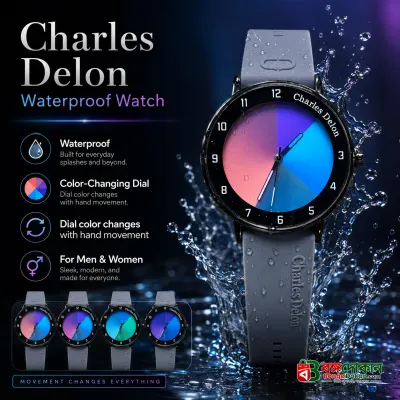 Charles Delon Waterproof Color-Changing Dial Watch for Him & Her – Unisex Ash Silicone Strap Gradient Dial Wristwatch - বাংলাদেশে সেরা দাম ও নতুন কালেকশন - গ্যালারি
