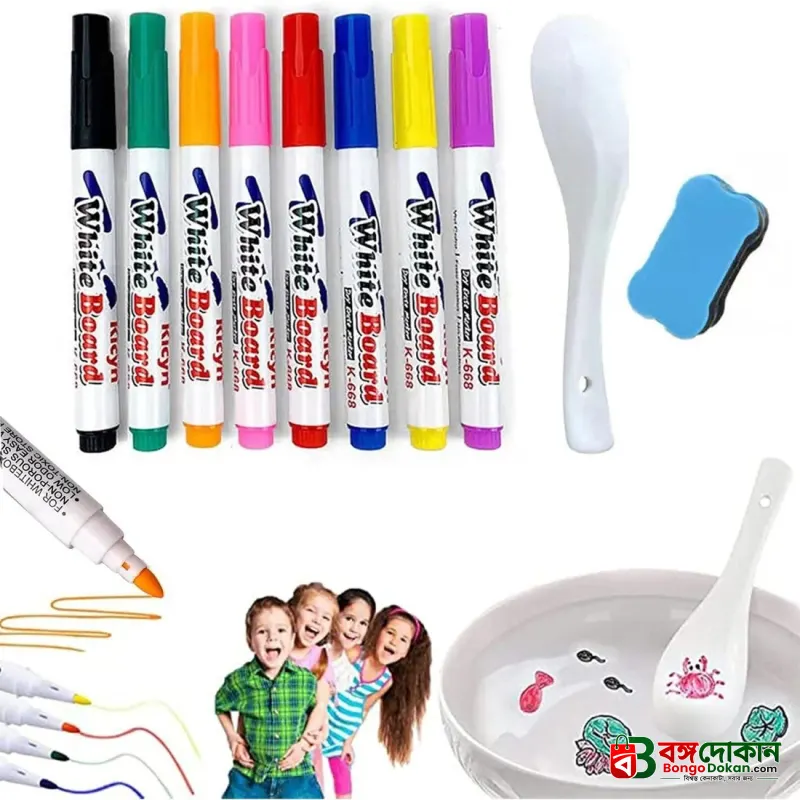 Colorful Magical Water Painting Whiteboard Markers – Magic Floating Ink Pens for Water Art & Ceramic Spoon Painting, Safe Non-Toxic Quick-Drying DIY Educational Art Toys for Kids - বাংলাদেশে সেরা দাম ও আকর্ষণীয় খেলনা - গ্যালারি