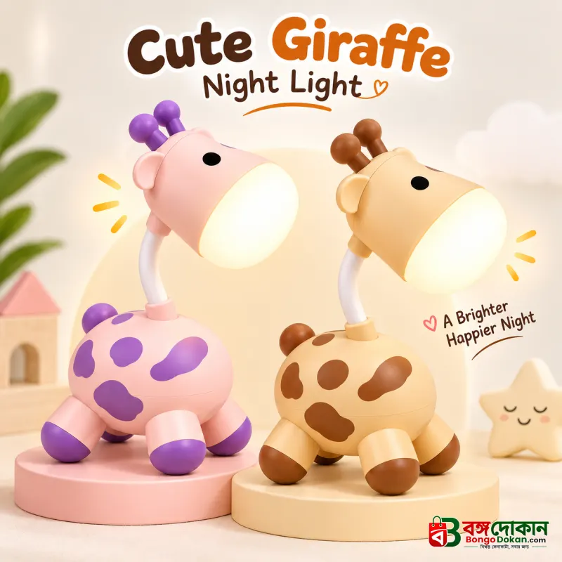 Cute Giraffe Night Light & Desk Lamp – Flexible Gooseneck Rechargeable LED Reading Lamp with Micro-USB Charging for Kids Room & Bedside Decor - বাংলাদেশে সেরা দাম ও প্রিমিয়াম কালেকশন - বাংলাদেশে সেরা অফার ও দাম