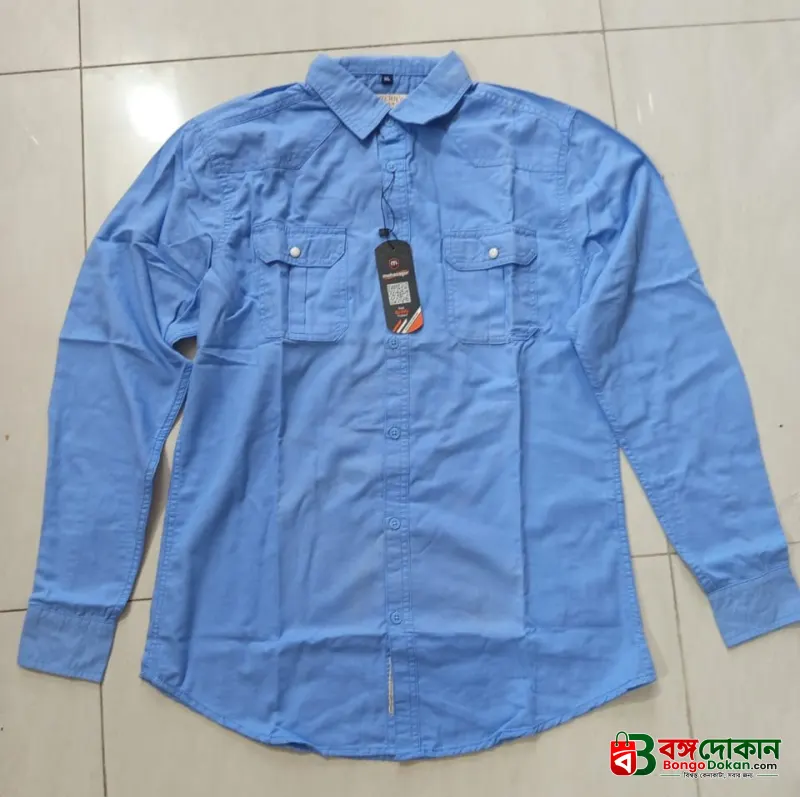 Double Pocket  shirt for men(sky) - বাংলাদেশে সেরা দাম ও নতুন কালেকশন - গ্যালারি