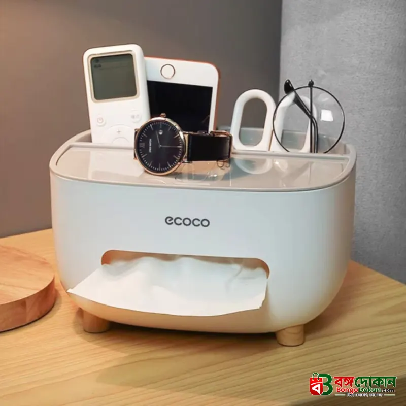 ECOCO Multifunctional Large Tissue Box & Storage Holder – Cute Desktop Napkin Dispenser with Phone Stand for Home, Office & Car - বাংলাদেশে সেরা দাম ও লাইফস্টাইল কালেকশন - গ্যালারি