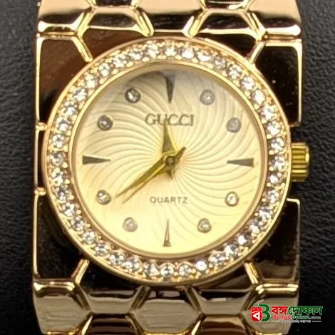 Elegant Golden Ladies Quartz Watch with Crystal Bezel – Premium Bracelet Design (Golden Dial) - বাংলাদেশে সেরা দাম ও আকর্ষণীয় কালেকশন - গ্যালারি