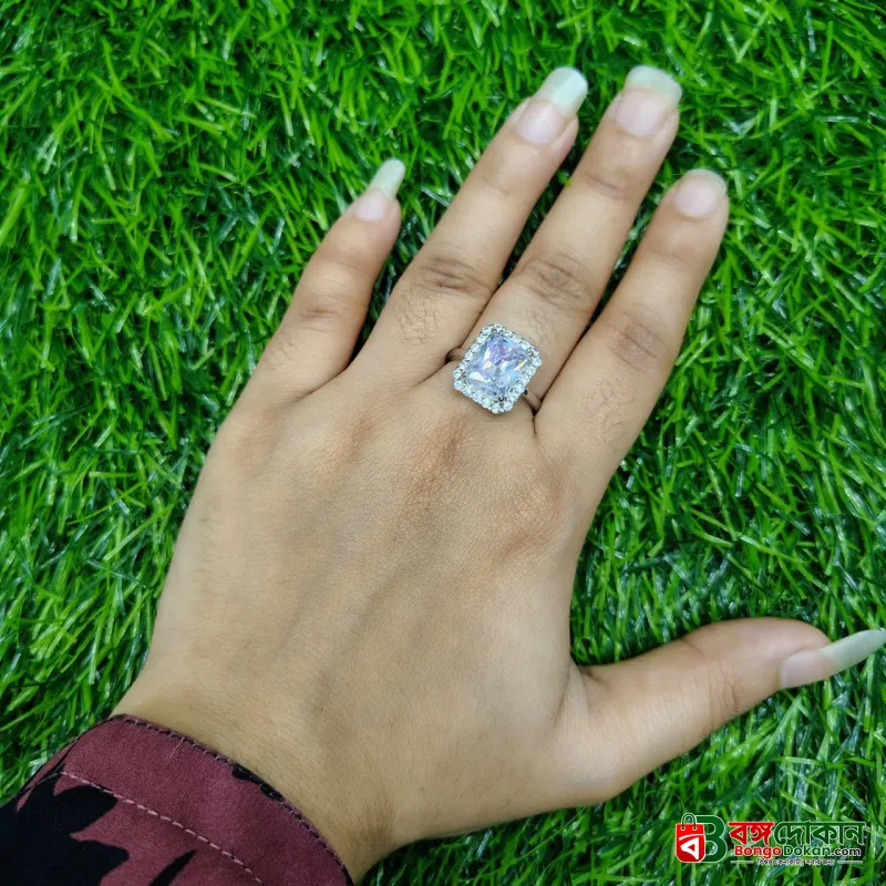Elegant Square Zircon Stone Ring for Women - বাংলাদেশে সেরা দাম ও এক্সক্লুসিভ ডিজাইন - গ্যালারি