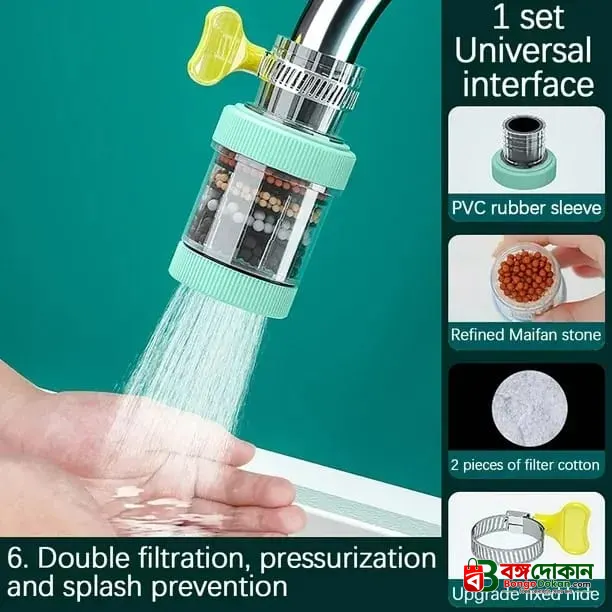 Fankiway Universal Activated Carbon Faucet Water Filter – 6-Layer Purifier & Kitchen Gadget for Clean Safe Tap Water - বাংলাদেশে সেরা দাম ও স্পেসিফিকেশন - বাংলাদেশে সেরা অফার ও দাম