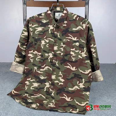 Fashionable Casual Shirt For Men (Army) - বাংলাদেশে সেরা দাম ও নতুন কালেকশন - গ্যালারি