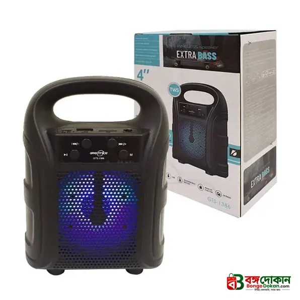 GREATNICE GTS-1386 Portable Wireless Bluetooth Speaker – 4-Inch Driver, LED Lighting Effects, FM Radio, USB/TF Card Support, 500mAh Battery & 10M Range - বাংলাদেশে সেরা দাম ও স্পেসিফিকেশন - গ্যালারি