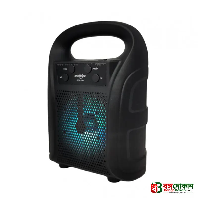 GREATNICE GTS-1386 Portable Wireless Bluetooth Speaker – 4-Inch Driver, LED Lighting Effects, FM Radio, USB/TF Card Support, 500mAh Battery & 10M Range - বাংলাদেশে সেরা দাম ও স্পেসিফিকেশন - গ্যালারি