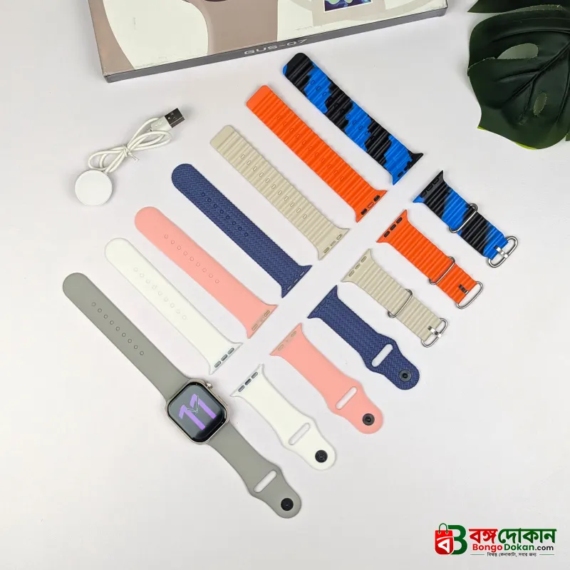 GUS-07 Series 11 AMOLED Smartwatch (7-in-1 Combo) – Vibrant Display, 7 Interchangeable Premium Straps (Silicon, Ocean, Fabric), Bluetooth Notifications & Comprehensive Health Trackers - বাংলাদেশে সেরা দাম ও স্মার্ট ফিচার - গ্যালারি