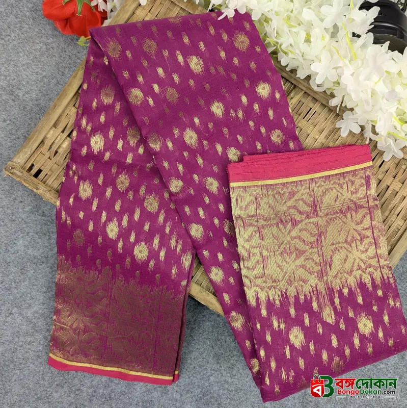 Half Silk Jamdani Saree (Off-White, Red, Purple, Lemon, Light Purple) - বাংলাদেশে সেরা দাম ও আকর্ষণীয় কালেকশন - গ্যালারি
