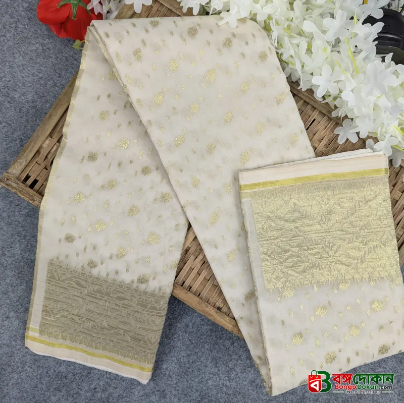 Half Silk Jamdani Saree (Off-White, Red, Purple, Lemon, Light Purple) - বাংলাদেশে সেরা দাম ও আকর্ষণীয় কালেকশন - গ্যালারি