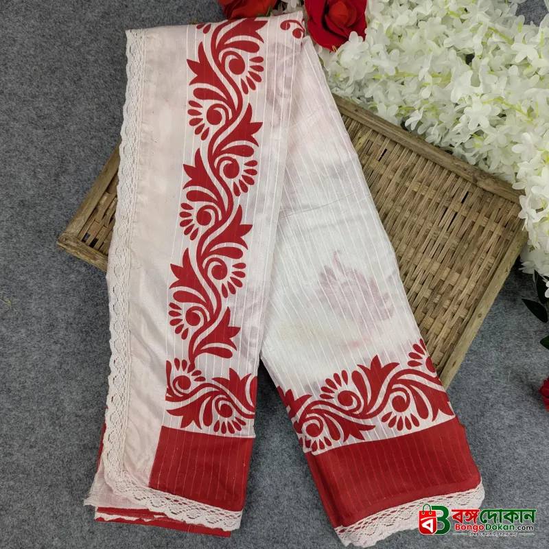 Half Silk Screen Print Sharee - Puja Edition - বাংলাদেশে সেরা দাম ও আকর্ষণীয় কালেকশন - গ্যালারি
