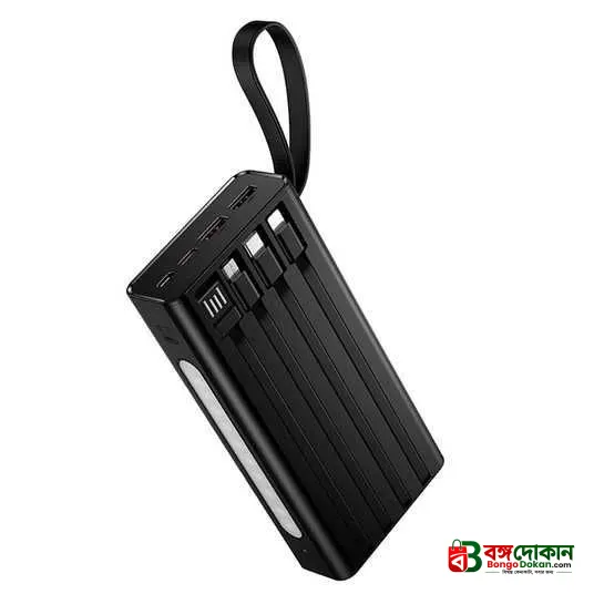 Hoco J155 Shine 20000mAh 22.5W & PD 20W Fast Charging Power Bank – 4 Built-in Cables (Type-C, Lightning, Micro, USB-A), 6 Outputs, Built-in LED Emergency Light & Digital Display - বাংলাদেশে সেরা দাম ও স্পেসিফিকেশন - গ্যালারি