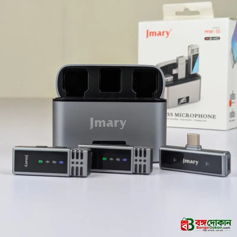 Jmary MW-15 2.4G Dual Wireless Lavalier Microphone – Type-C Plug & Play Mic with 48H Battery Charging Case, 20M Range & Low Latency for Mobile Vlogging & Interviews - বাংলাদেশে সেরা দাম ও স্পেসিফিকেশন - গ্যালারি
