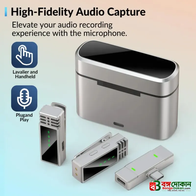 Jmary MW-15 2.4G Dual Wireless Lavalier Microphone – Type-C Plug & Play Mic with 48H Battery Charging Case, 20M Range & Low Latency for Mobile Vlogging & Interviews - বাংলাদেশে সেরা দাম ও স্পেসিফিকেশন - গ্যালারি