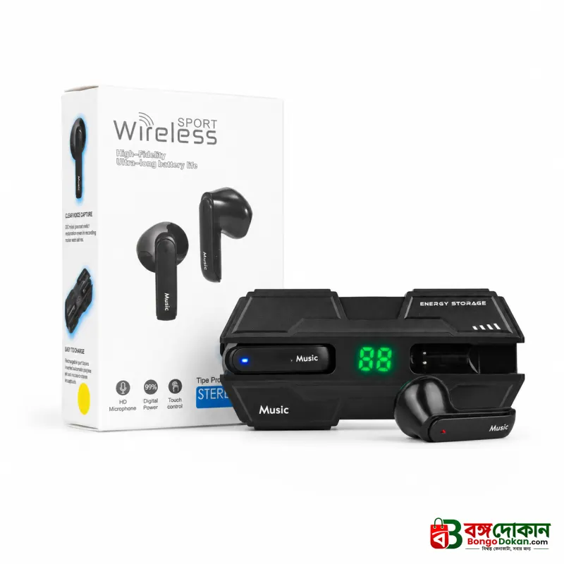 K8 Sport True Wireless Earbuds – In-Ear Bluetooth Earphones with Deep Bass, Touch Control, LED Digital Display & Secure Fit for Gym & Sports - বাংলাদেশে সেরা দাম ও স্পেসিফিকেশন - গ্যালারি