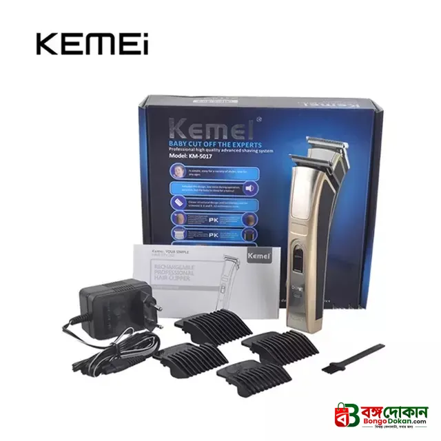 Kemei KM-5017 Professional Rechargeable Hair Clipper & Beard Trimmer – Cordless Grooming Kit with Silver Pd Motor, Carbon Steel Blades & 60-Min Run Time - বাংলাদেশে সেরা দাম ও স্পেসিফিকেশন - গ্যালারি