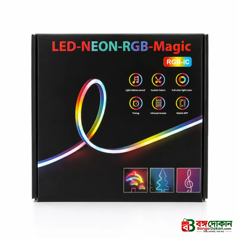 LED Neon RGB Magic Flexible Strip Light – App & IR Remote Controlled Smart Neon Rope Light with Music Sync, Timer & Dynamic Color Changing Features - বাংলাদেশে সেরা দাম ও স্পেসিফিকেশন - গ্যালারি