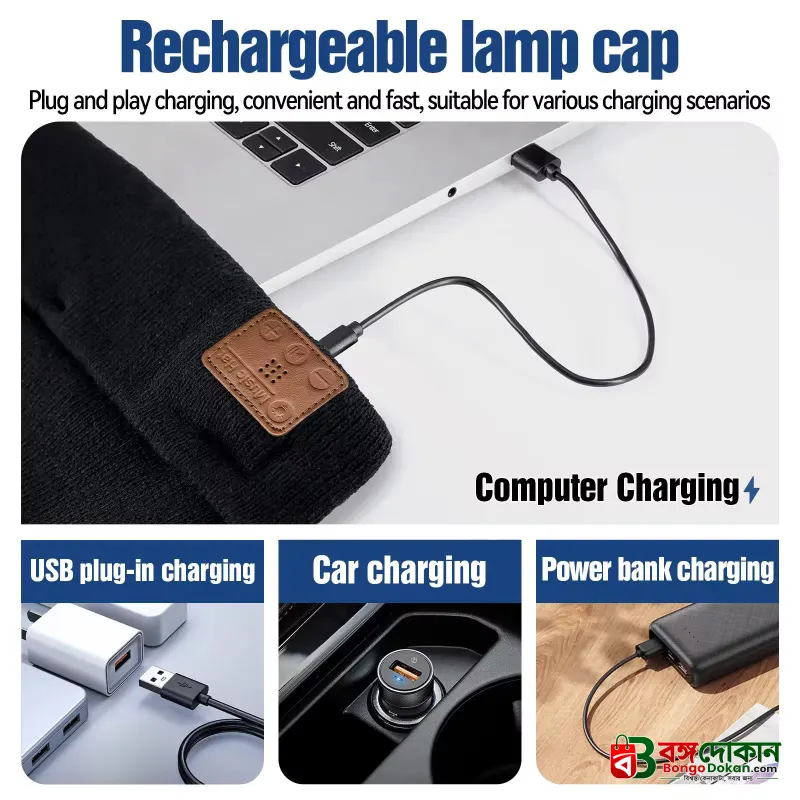 M1-BTD3 Rechargeable LED Light Beanie Hat – 1200lm Super Bright Headlamp Cap with Bluetooth 5.4 Wireless Music Headset & 3 Lighting Modes - বাংলাদেশে সেরা দাম ও উইন্টার কালেকশন - গ্যালারি
