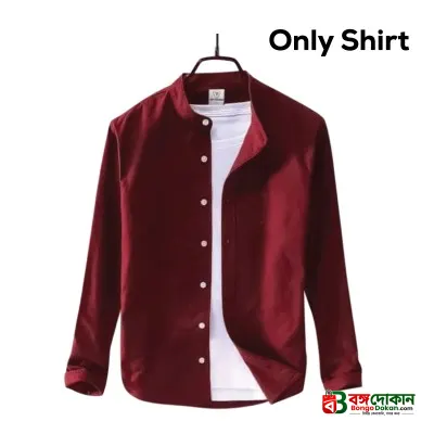 Men's Solid Colour Ban color Shirt  (Light Maroon) - বাংলাদেশে সেরা দাম ও নতুন কালেকশন - গ্যালারি