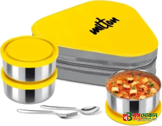 MILTON Triyum Stainless Steel Tiffin, 3 Container, 280 ml Each, with Jacket, Spoon & Fork, Orange | Lunch Box | Food Grade | Odour Proof | Light Weight | Hygienic - বাংলাদেশে সেরা দাম ও উইন্টার কালেকশন - গ্যালারি