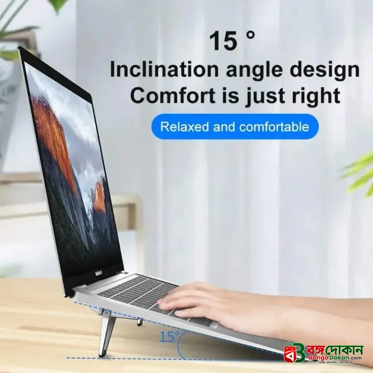 Mini Metal Foldable Laptop Stand (1 Pair) – Ergonomic Mini Desk Foot Riser, Non-Slip Silicone Support, Heat Dissipation & Portable Mount Holder for MacBook, Air, Pro, Lenovo & All Notebooks - বাংলাদেশে সেরা দাম ও স্পেসিফিকেশন - গ্যালারি