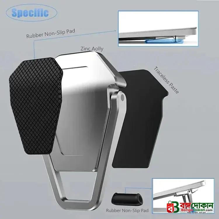 Mini Metal Foldable Laptop Stand (1 Pair) – Ergonomic Mini Desk Foot Riser, Non-Slip Silicone Support, Heat Dissipation & Portable Mount Holder for MacBook, Air, Pro, Lenovo & All Notebooks - বাংলাদেশে সেরা দাম ও স্পেসিফিকেশন - গ্যালারি