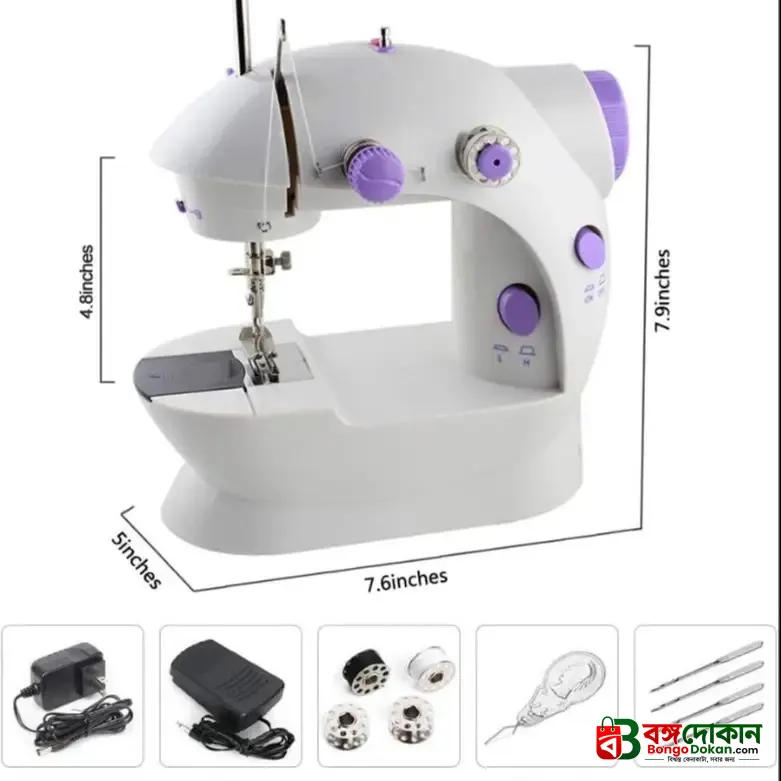 Mini Sewing Machine SM-202A – Portable Dual Speed Electric Sewing Machine with LED Light, Foot Pedal, AC Adapter & Double Thread System for Home Use - বাংলাদেশে সেরা দাম ও স্পেসিফিকেশন - গ্যালারি