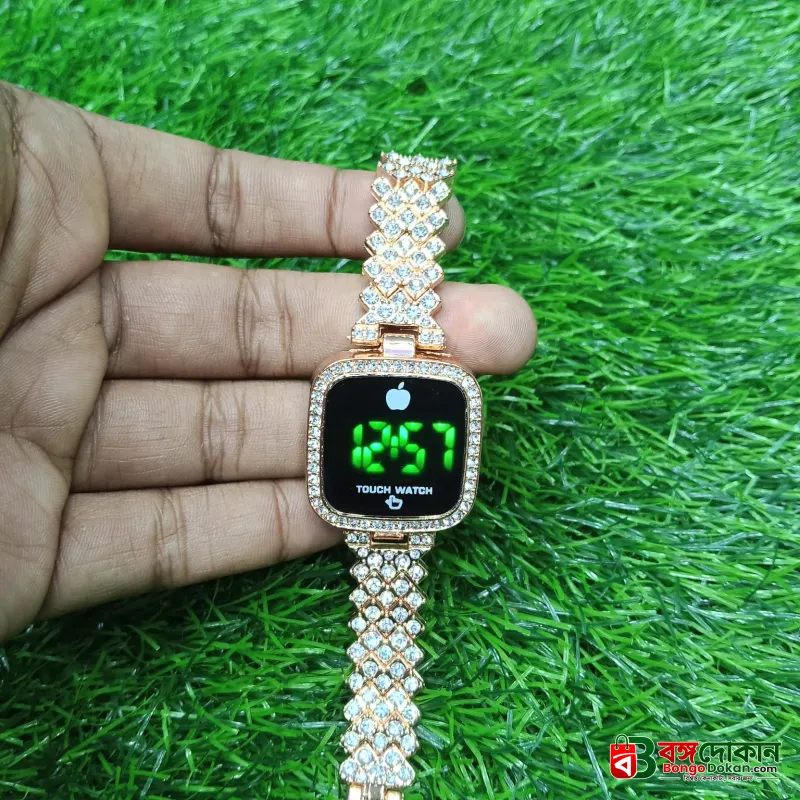 New Trend Fashion Steel Chain Diamond Women Watch Full Diamond Touch Screen LED Water Diamond Bracelet Watch (Golden) - বাংলাদেশে সেরা দাম ও আকর্ষণীয় কালেকশন - গ্যালারি