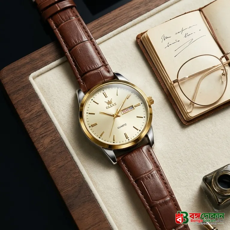 OLEVS Classic Quartz Analog Men's Watch – Water Resistant, Genuine Leather Band, Stainless Steel Case, Scratch-Resistant Hardlex Crystal Glass & Luxury Dress Wristwatch - বাংলাদেশে সেরা দাম ও আকর্ষণীয় কালেকশন - গ্যালারি