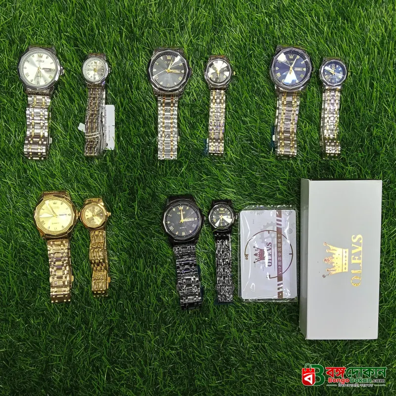 Olevs  Stainless Steel fashionable  Couple watches Full Golden - বাংলাদেশে সেরা দাম ও নতুন কালেকশন - গ্যালারি