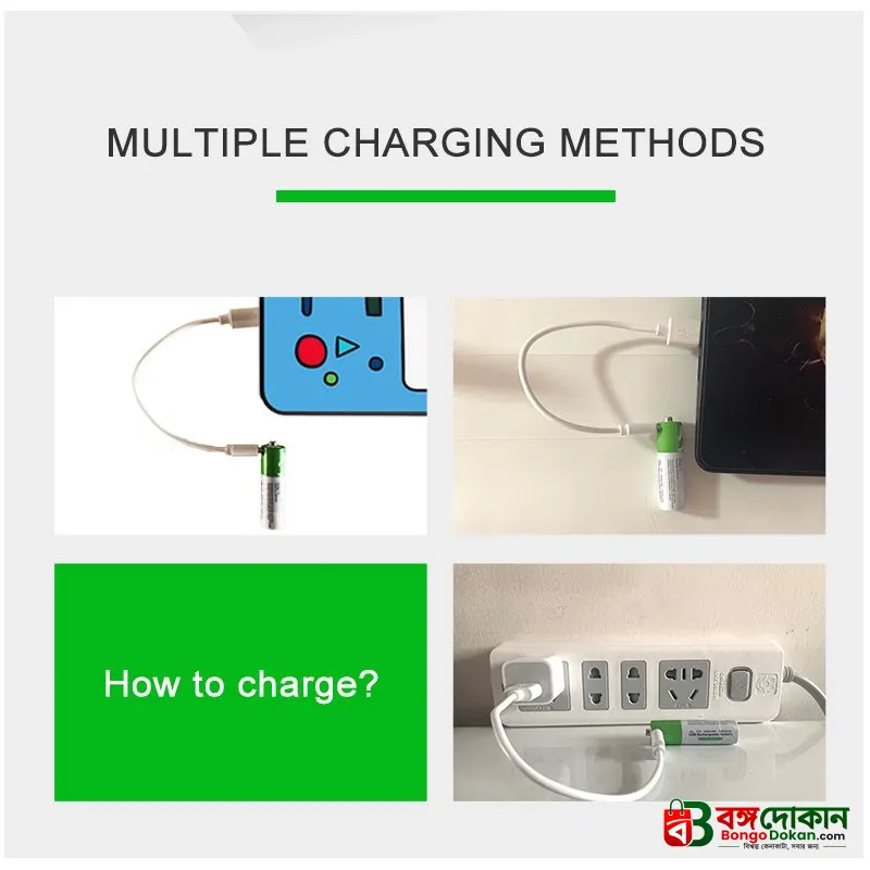 [Original] USB Type-C Fast Charging Rechargeable Battery AA  1.5V (4 piece Battery) - বাংলাদেশে সেরা দাম ও স্পেসিফিকেশন - গ্যালারি
