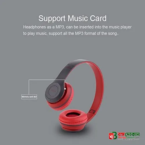 P47 Wireless Bluetooth Stereo Headphone – 40mm Driver Units, Dual Wired & Wireless Modes, Built-in FM Radio, TF Card Slot, 6H Playtime & Universal Compatibility for Gaming & Sports - বাংলাদেশে সেরা দাম ও স্পেসিফিকেশন - গ্যালারি
