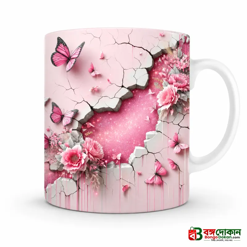 Pink Butterfly & Floral Ceramic Mug – Premium Wraparound Design Coffee Mug, Microwave & Dishwasher Safe - বাংলাদেশে সেরা দাম ও লাইফস্টাইল কালেকশন - গ্যালারি