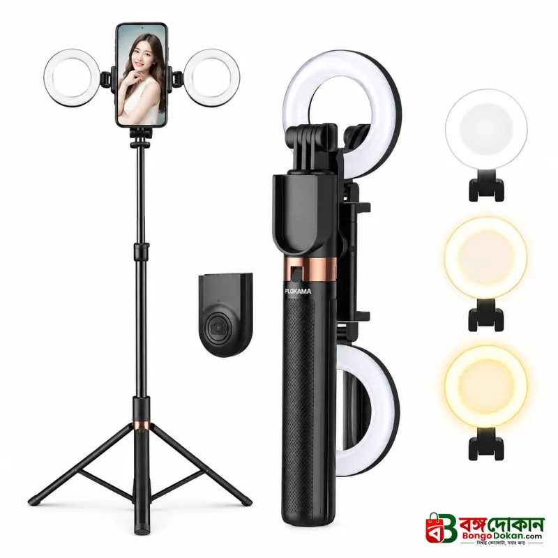 Plokama LIVE-K9 Pro 1700mm Ultra Long Selfie Stick & Tripod Stand – 5.6 Feet Extendable Vlogging Monopod with Ring Light, 10M Bluetooth Remote & Portrait/Landscape Mode - বাংলাদেশে সেরা দাম ও এক্সক্লুসিভ ডিজাইন - গ্যালারি