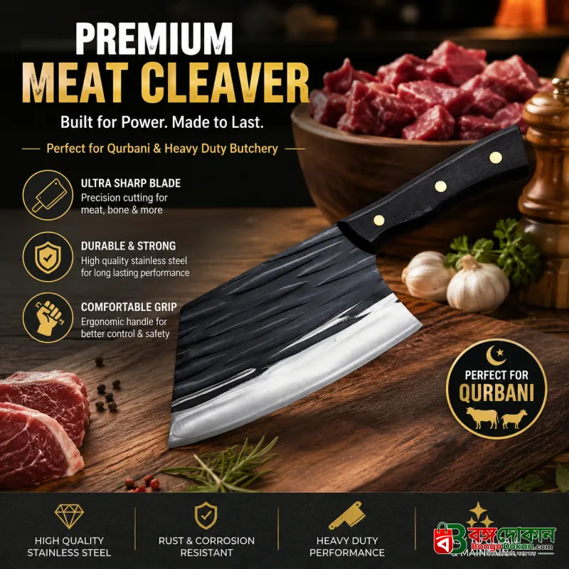 Premium Black Hammered Finish Kitchen Cleaver (Knife) - বাংলাদেশে সেরা দাম ও লাইফস্টাইল কালেকশন - গ্যালারি