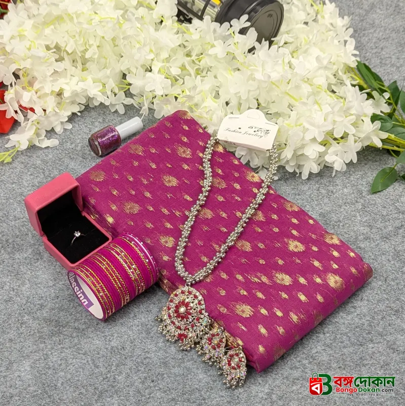 Premium Half Silk Jamdani Saree Combo Set - Purple - বাংলাদেশে সেরা দাম ও আকর্ষণীয় কালেকশন - গ্যালারি